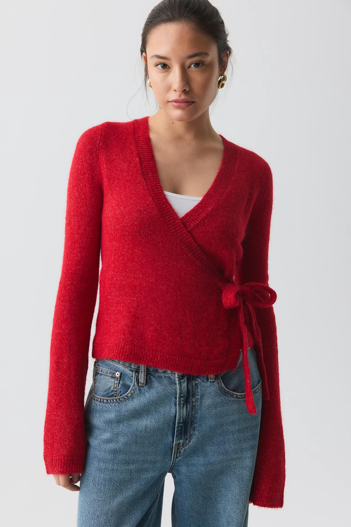 knitted wrap cardigan - Pale lilac