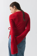 knitted wrap cardigan - Haute red