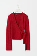 knitted wrap cardigan - Haute red