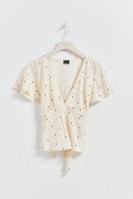 Tie top - Cream dot aop