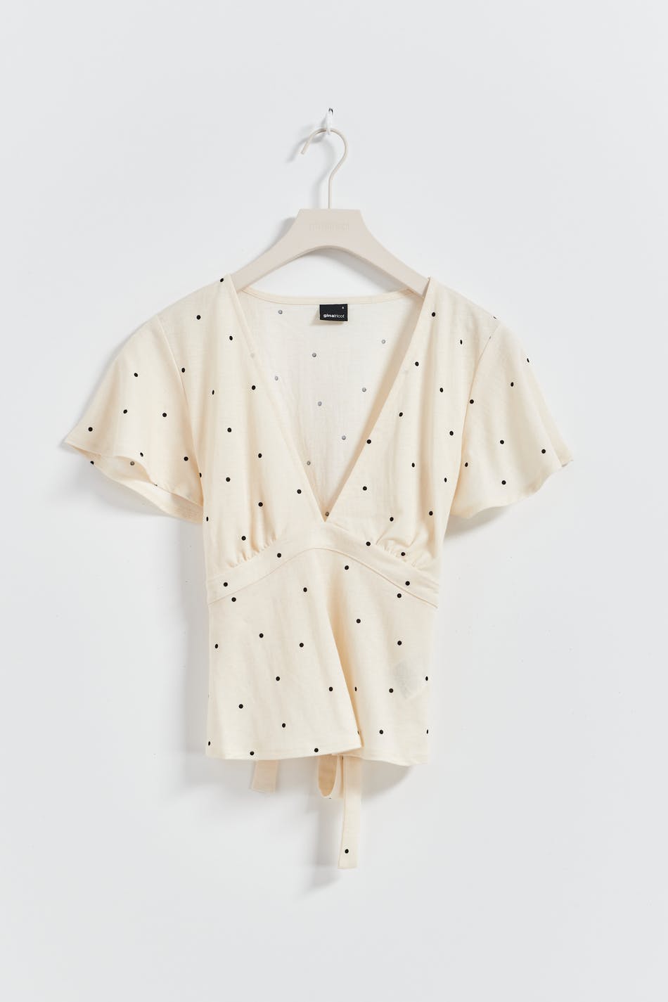Tie top - Cream dot aop