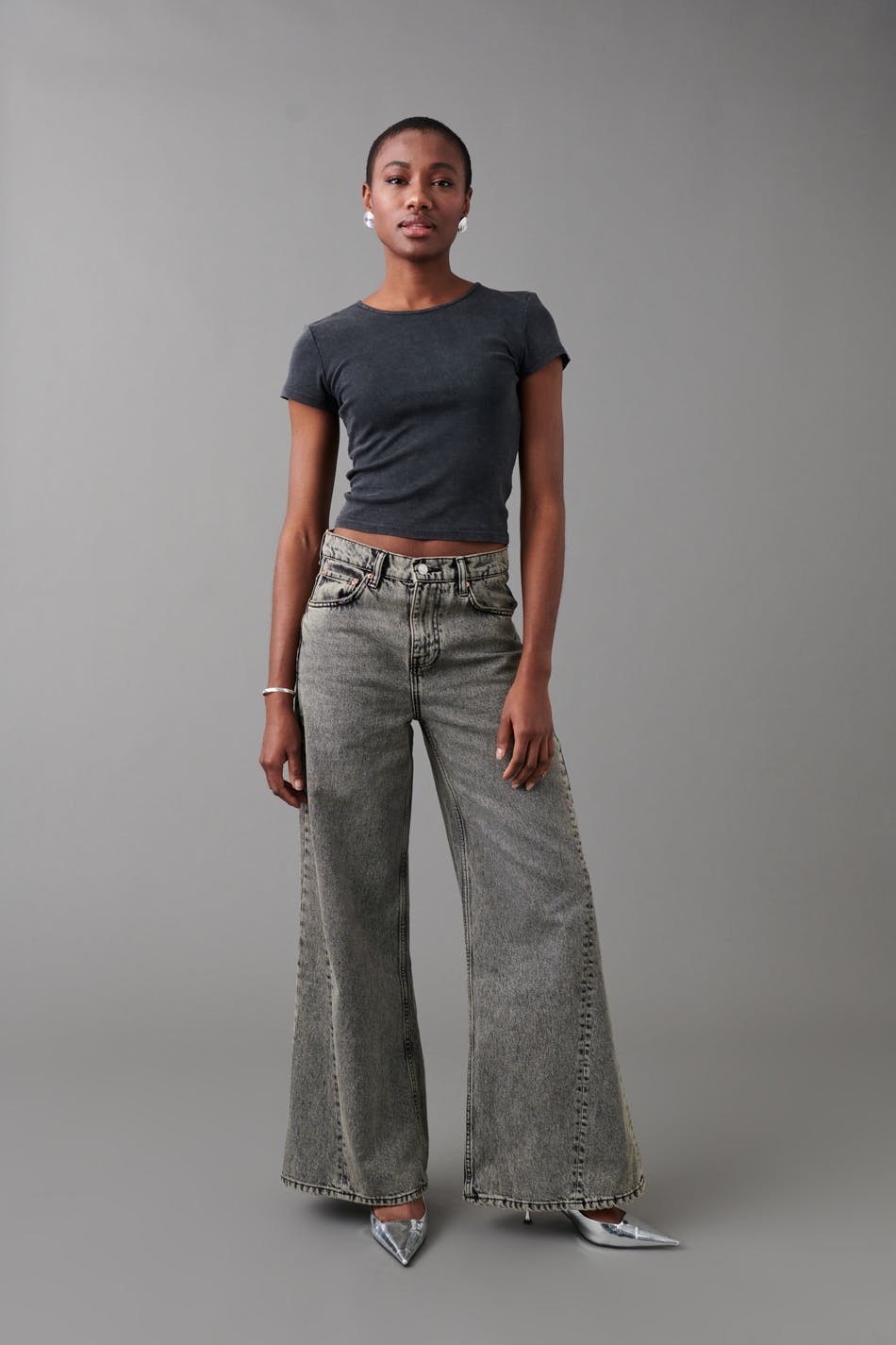 Wedge wide jeans - Tinted black