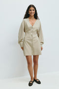 knitted button down dress - Seal brown
