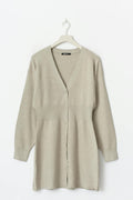 knitted button down dress - Seal brown