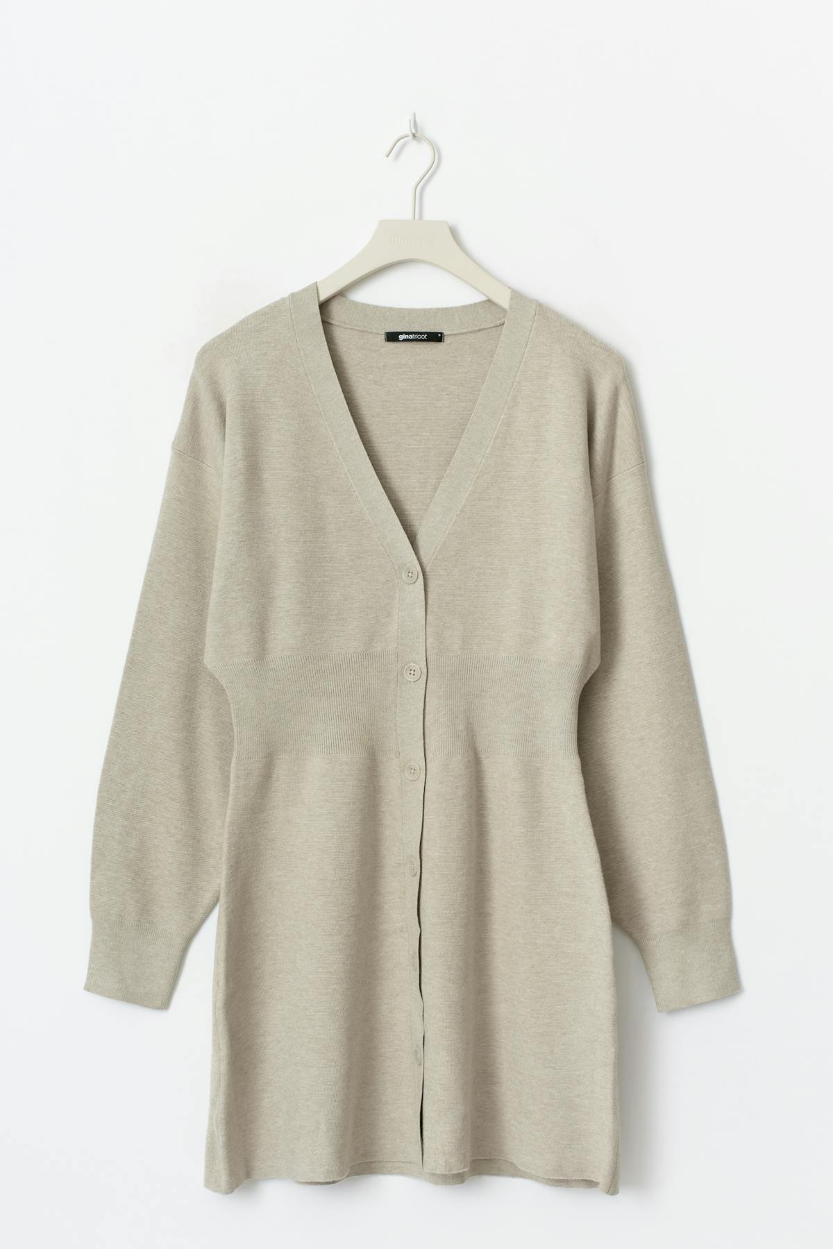 knitted button down dress - Seal brown