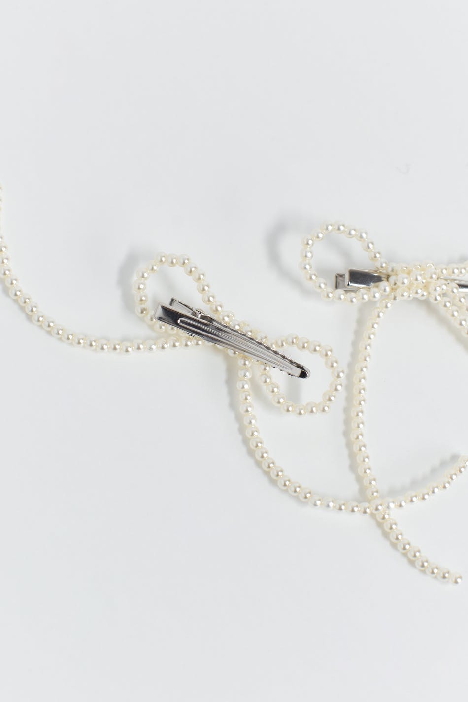 2-pack pearl bow hair clip - Blanc