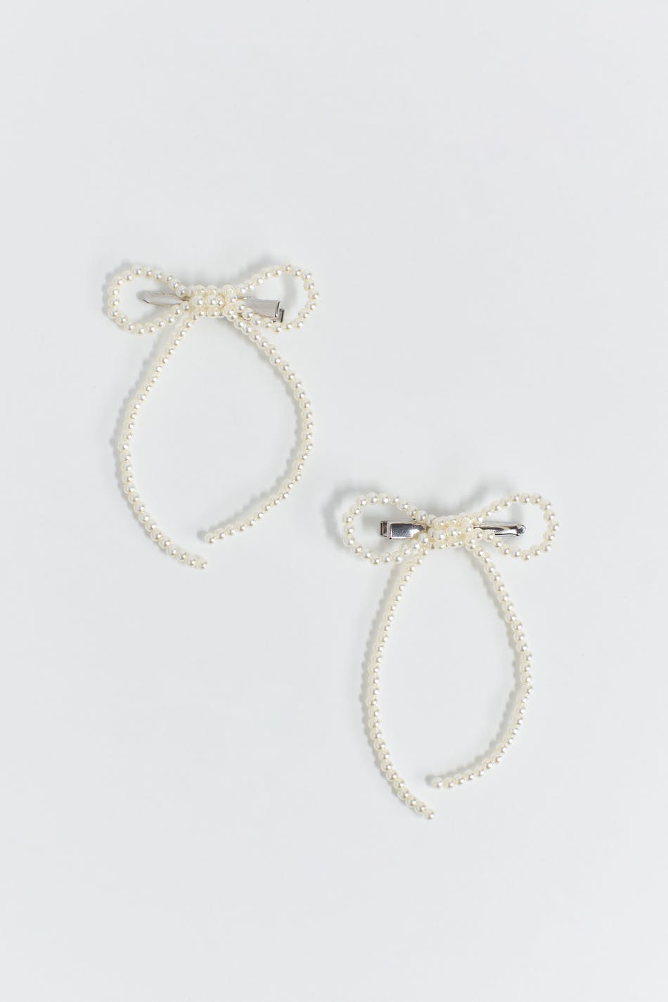 2-pack pearl bow hair clip - Blanc