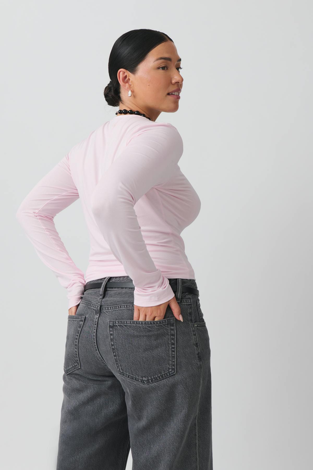soft touch crew neck top - Black iris