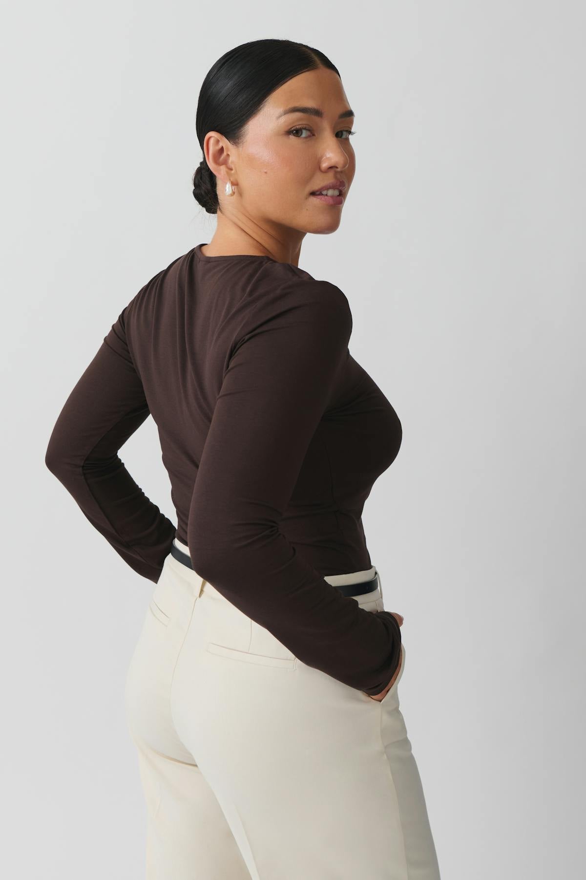soft touch crew neck top - Stone