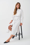 Wide slit shirt dress - Black stripe