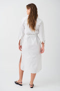 Wide slit shirt dress - Black stripe