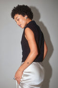Loose glitter funnel neck top - Noir