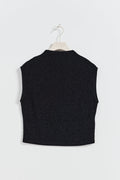 Loose glitter funnel neck top - Noir