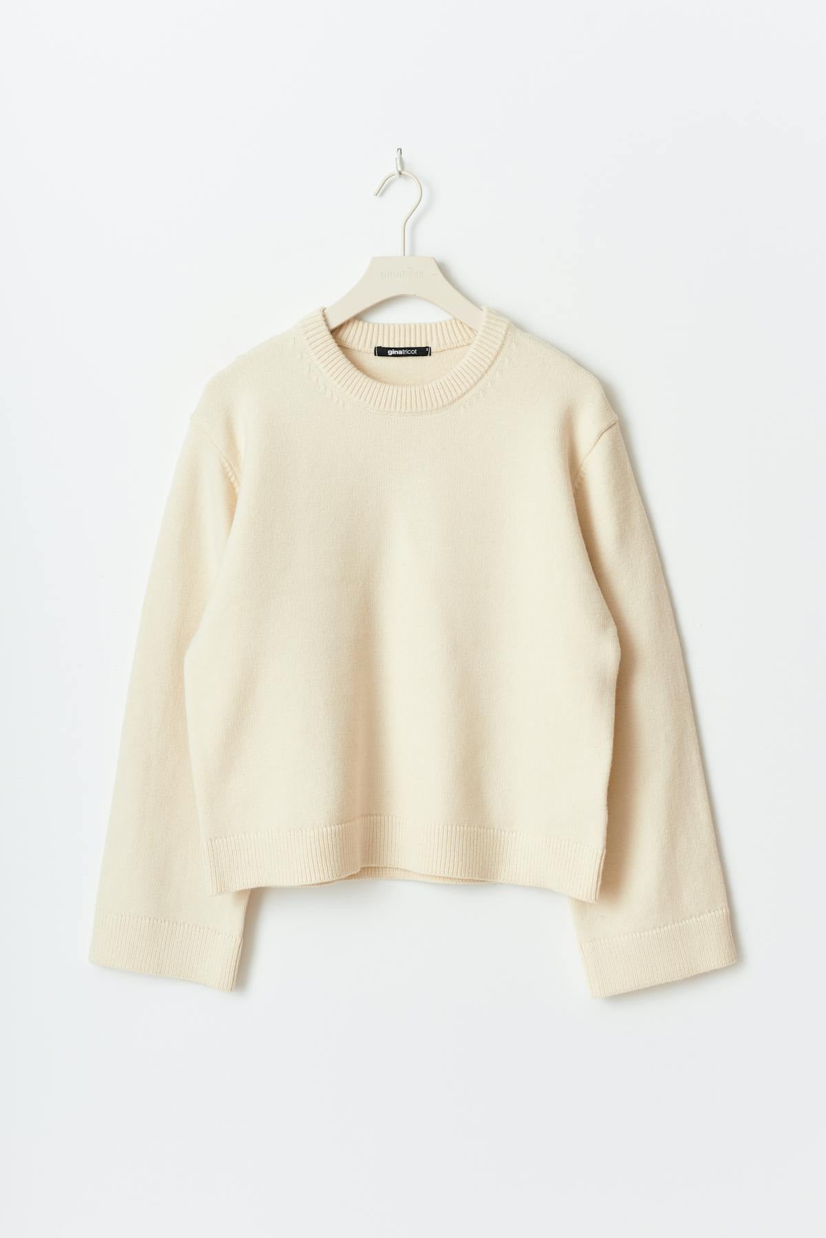 Crew neck knitted sweater - Gardenia