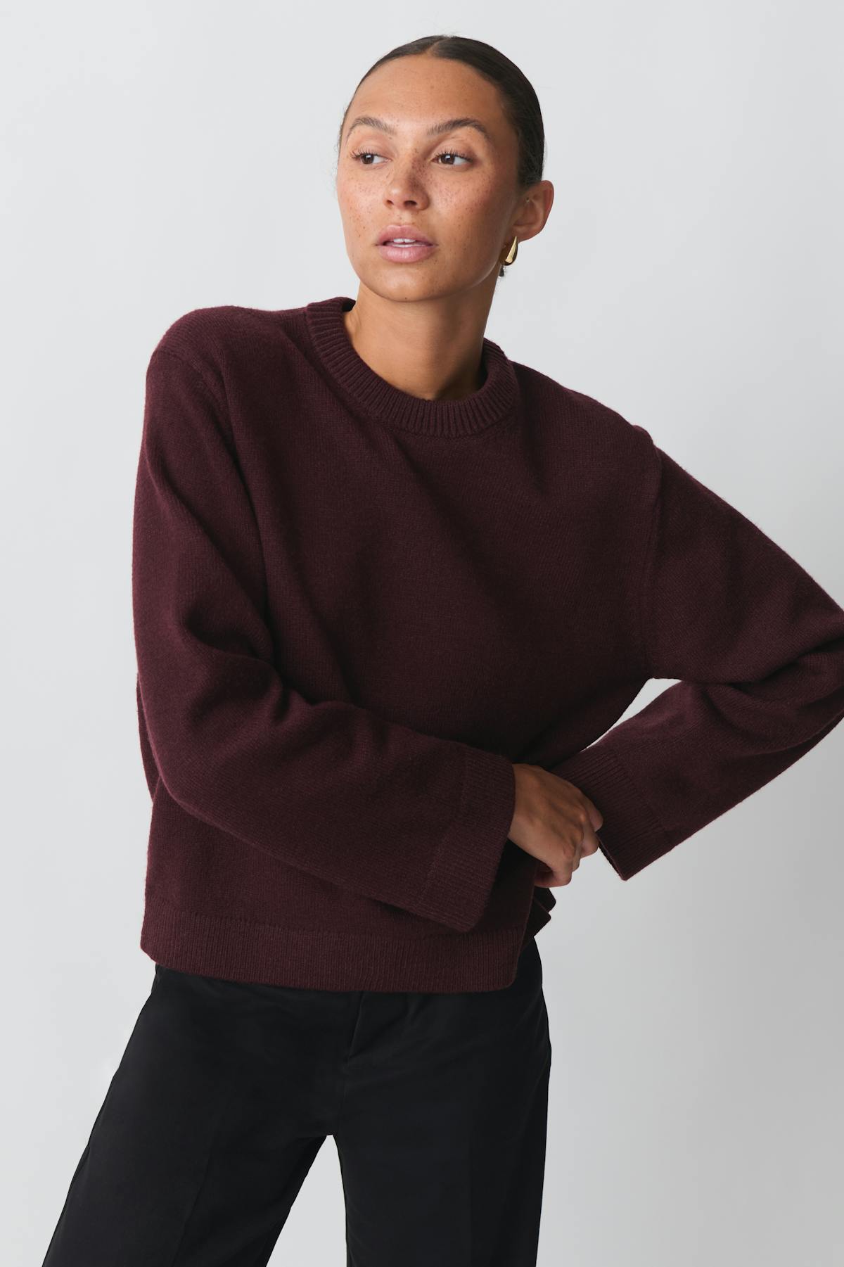 Crew neck knitted sweater - Peacoat