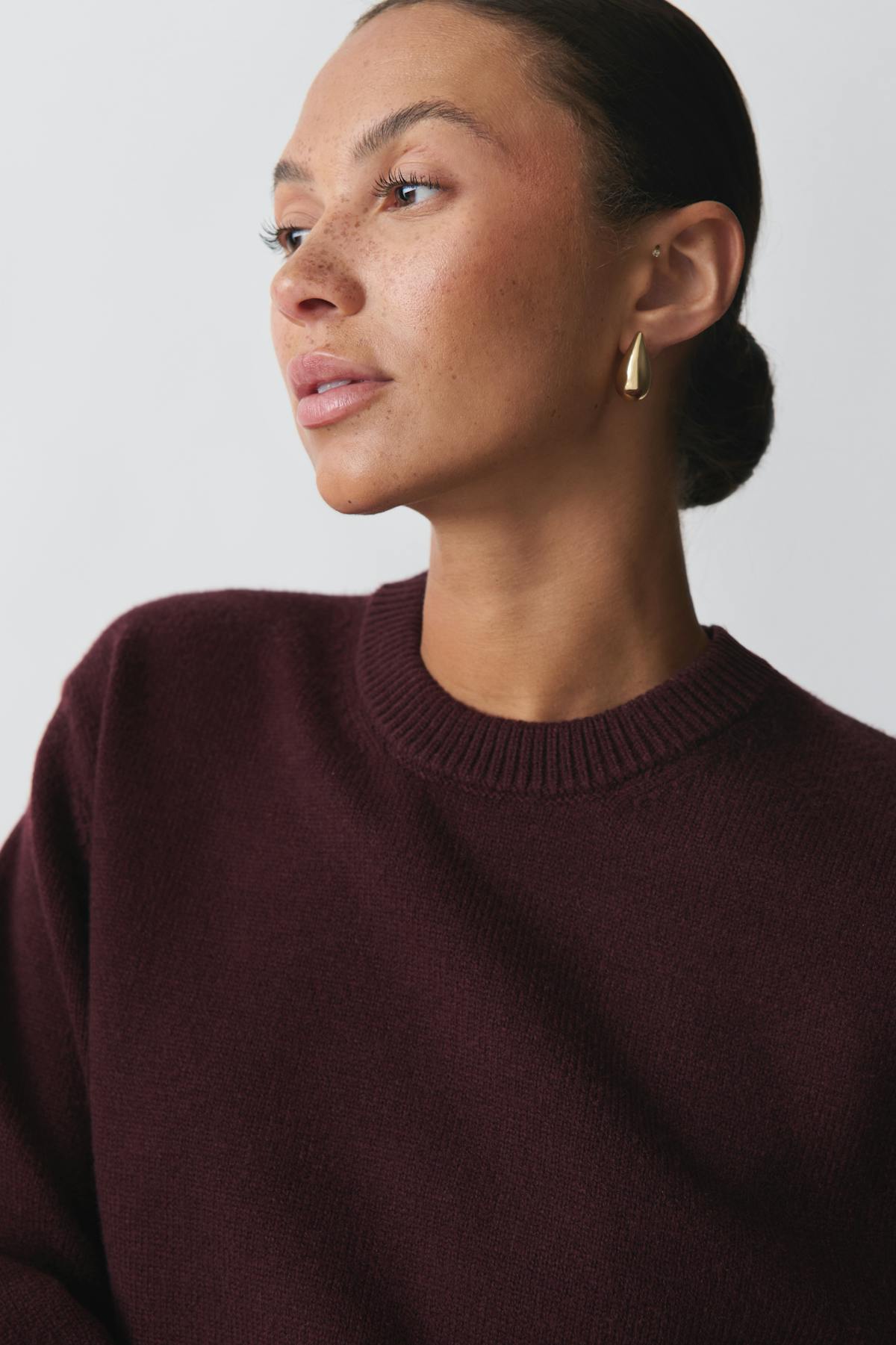 Crew neck knitted sweater - Peacoat