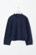 Crew neck knitted sweater - Peacoat