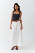 Poplin slit skirt - Blanc