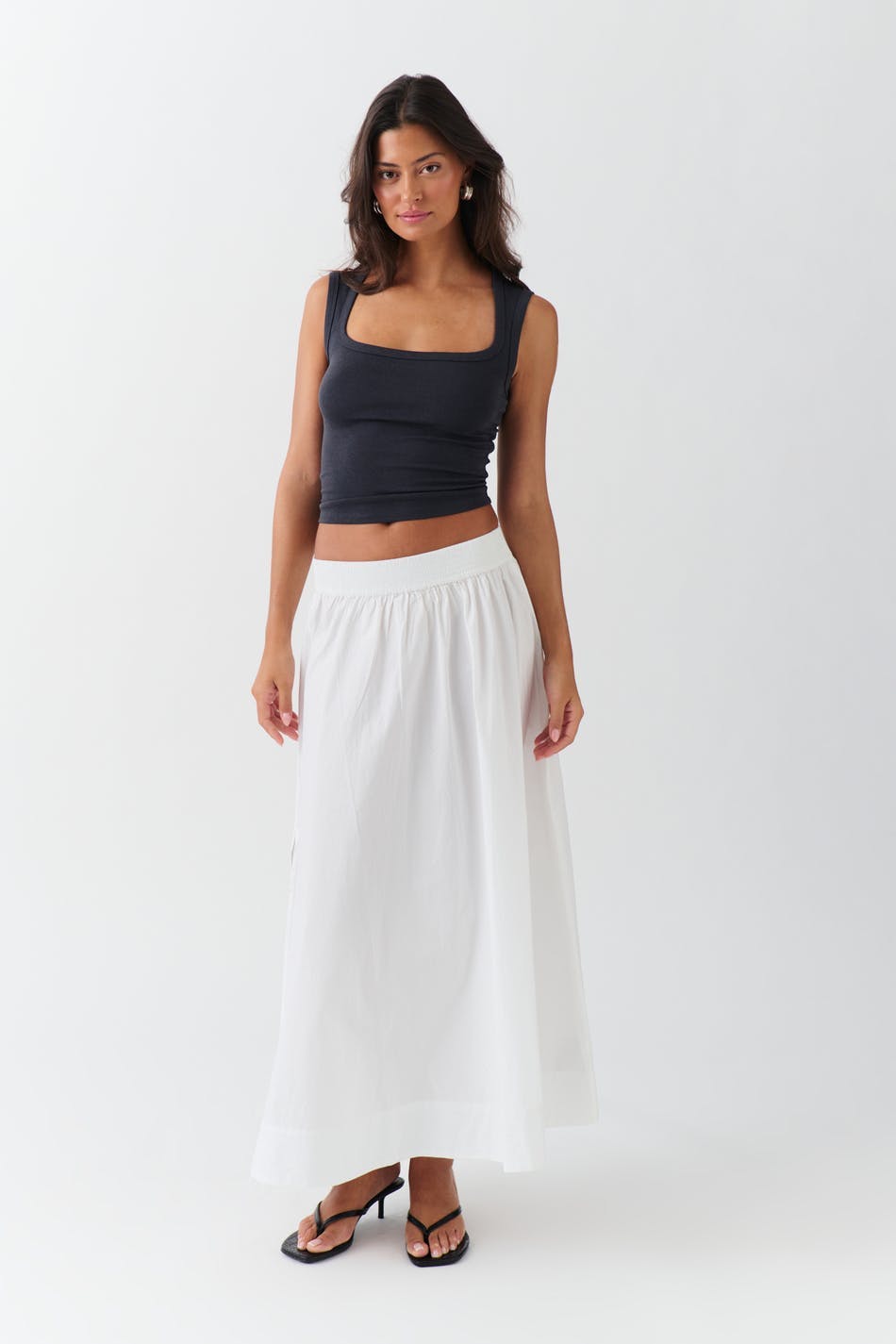 Poplin slit skirt - Blanc