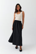 Poplin slit skirt - Noir