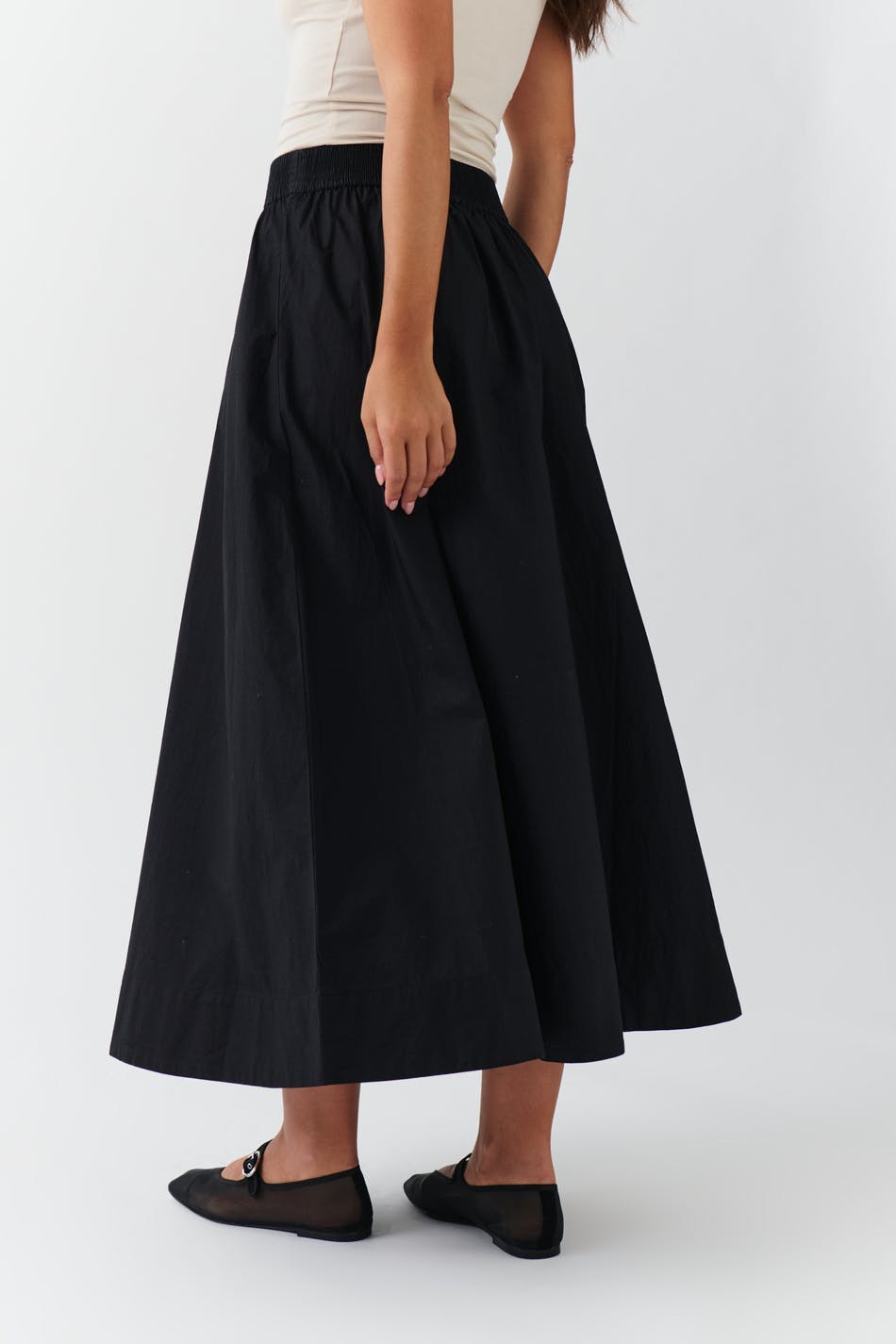 Poplin slit skirt - Noir