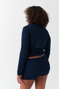 Knitted folded down shorts - Navy blazer