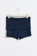 Knitted folded down shorts - Navy blazer
