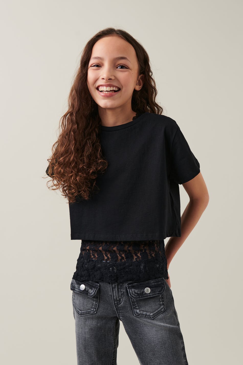 Y cropped tee - Noir