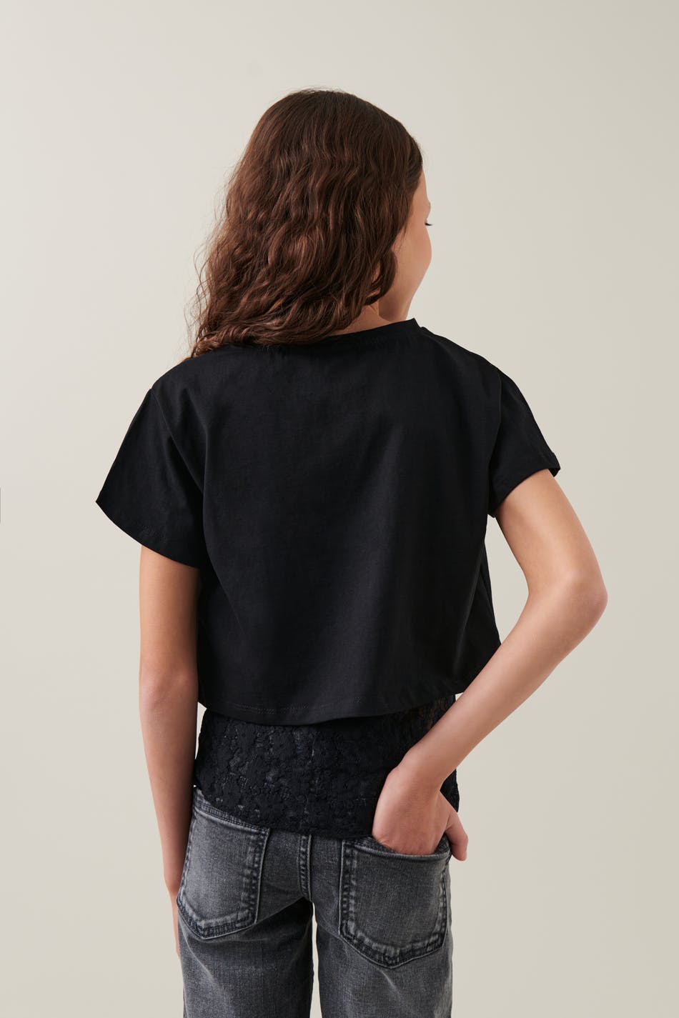 Y cropped tee - Noir