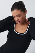 Contrast long sleeve top - Noir