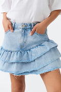Frill denim skirt - Bleu clair