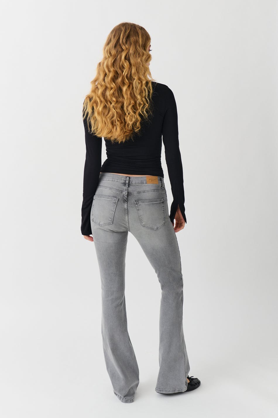 low waist bootcut jeans - Gris