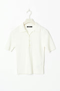 Knitted collar top - Blanc cassé