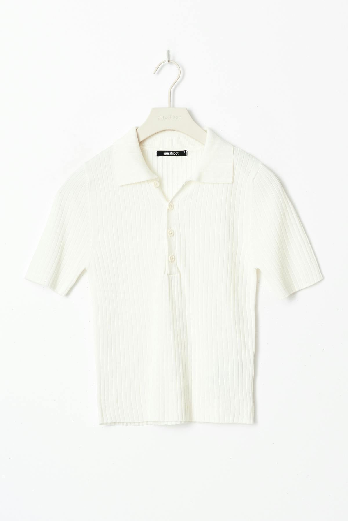Knitted collar top - Blanc cassé