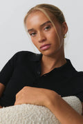 Knitted collar top - Noir