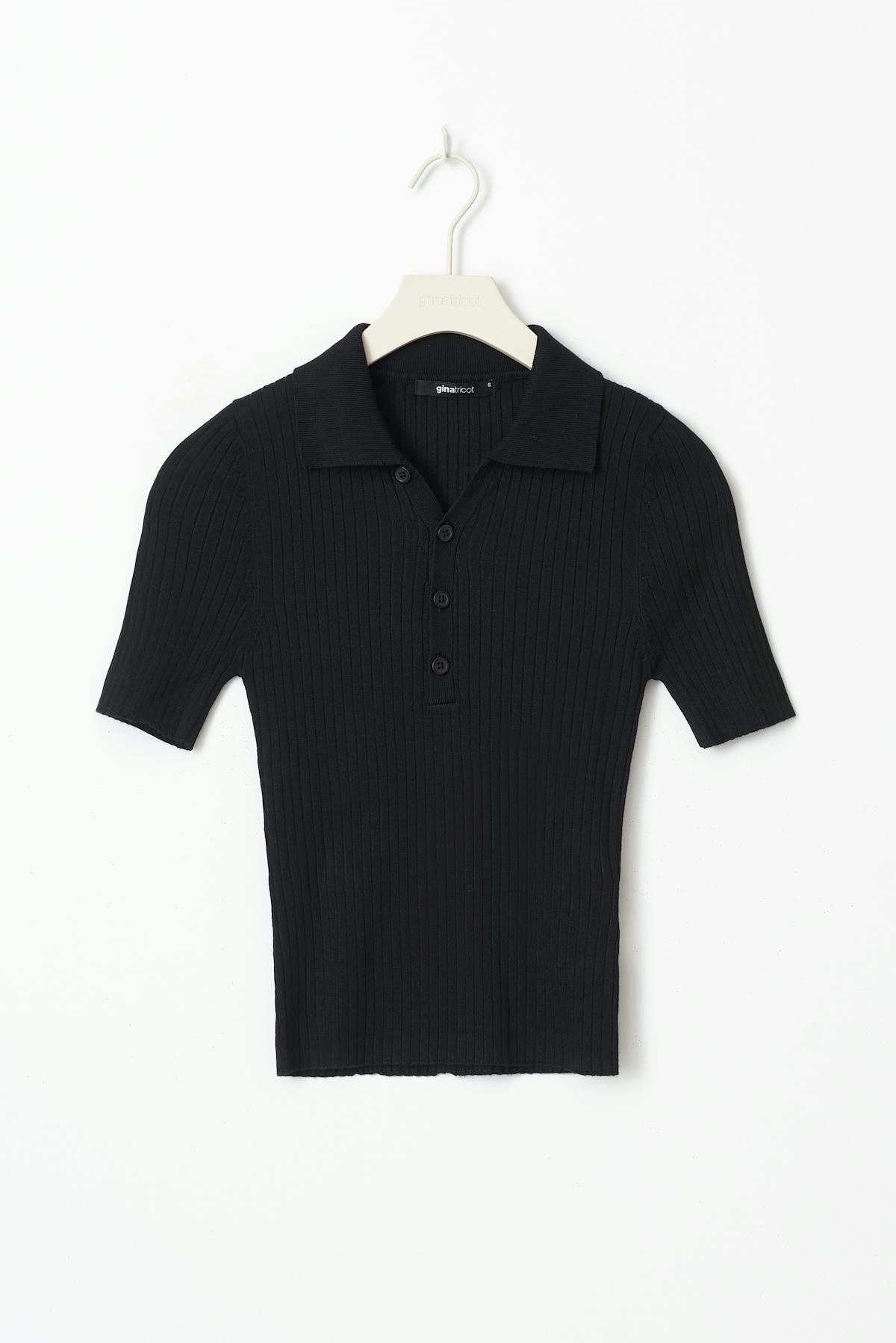 Knitted collar top - Noir