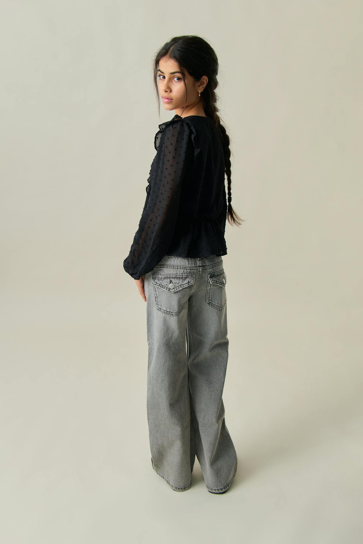 Y frill v blouse - Noir