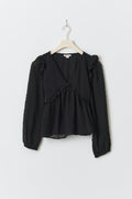 Y frill v blouse - Noir