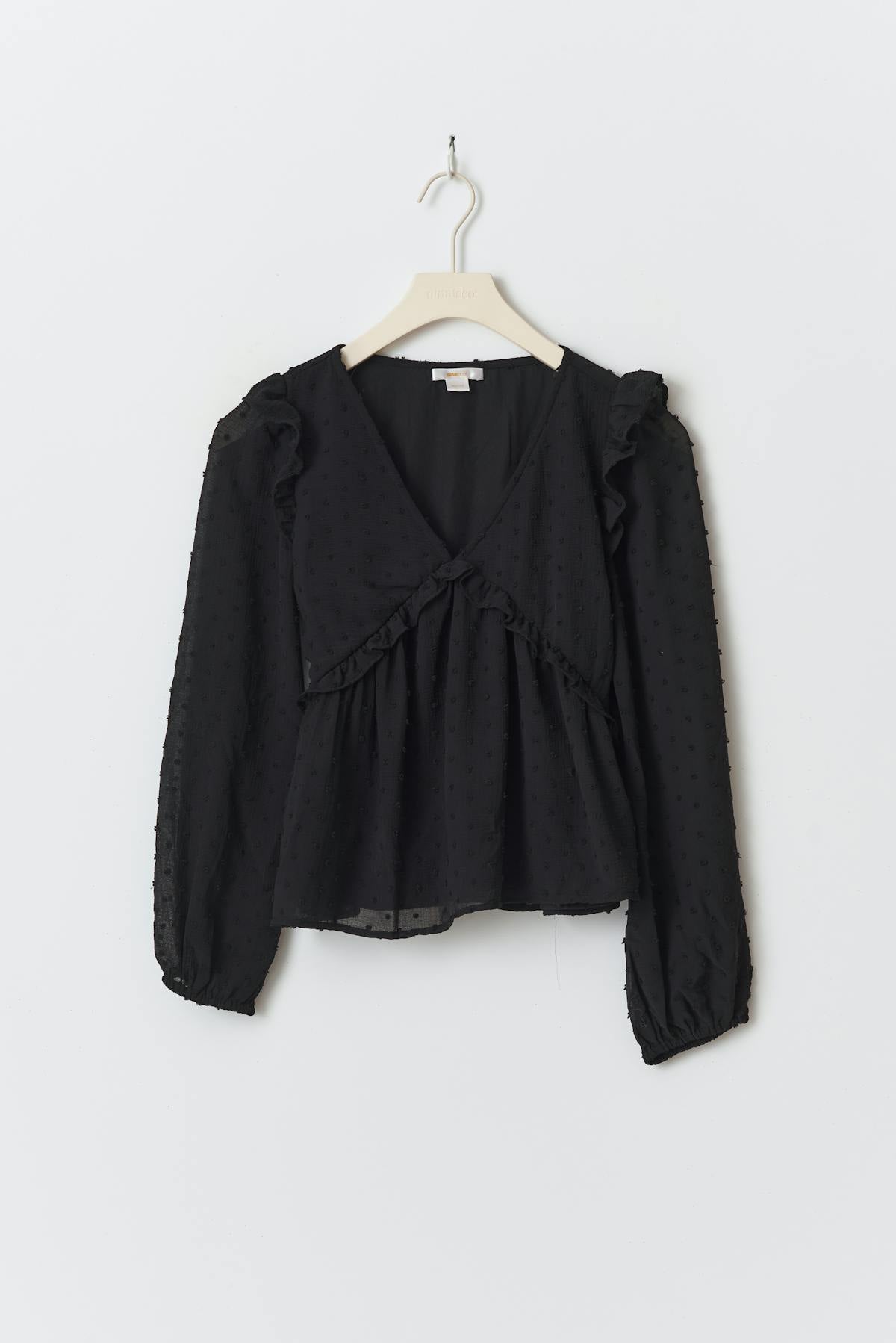 Y frill v blouse - Noir