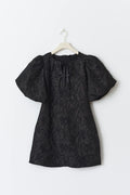 brocade puff sleeve dress - Noir
