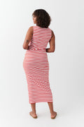 Boatneck rib dress - Red stripe