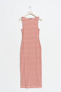 Boatneck rib dress - Red stripe