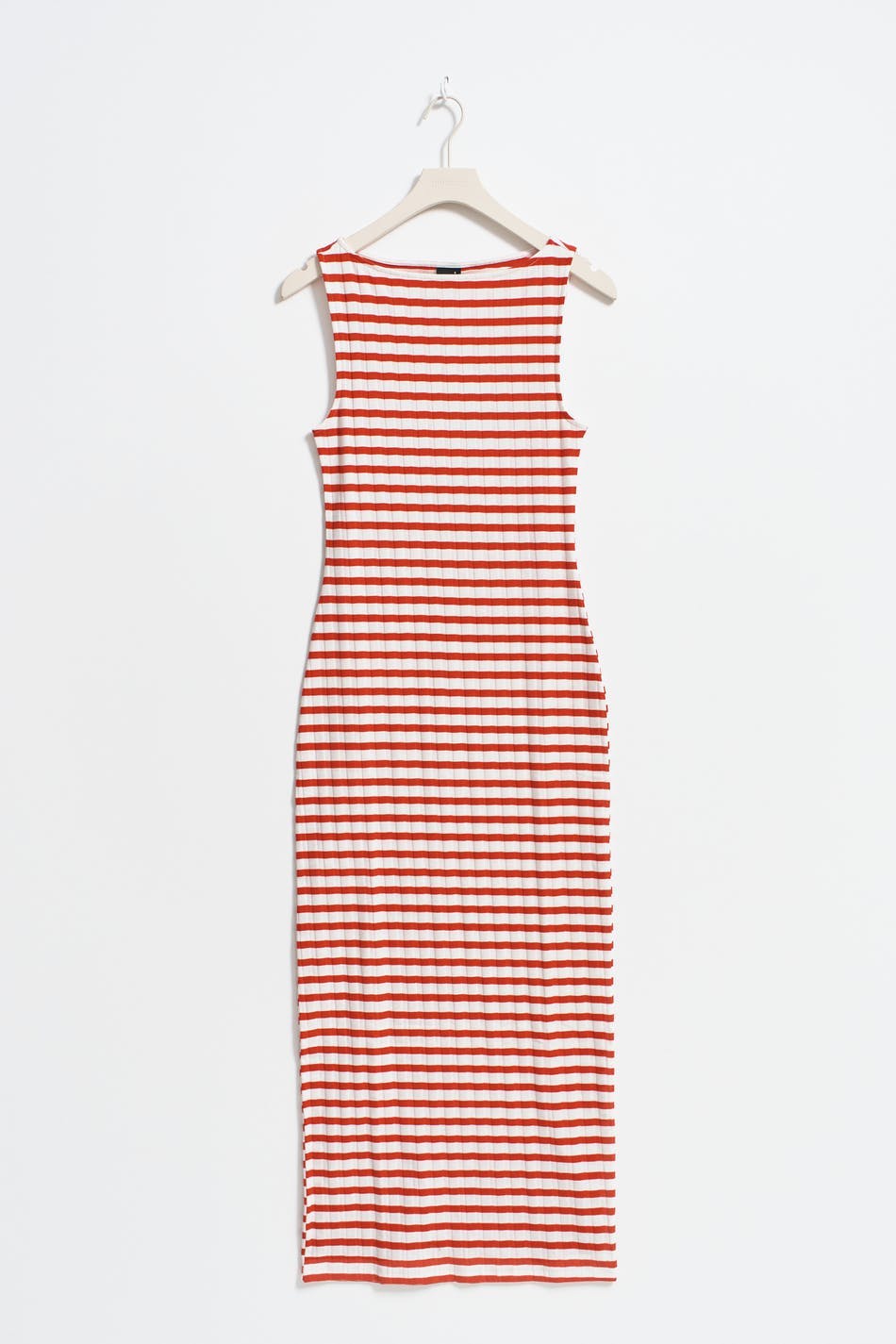 Boatneck rib dress - Red stripe