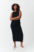 Boatneck rib dress - Noir