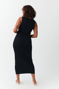 Boatneck rib dress - Noir