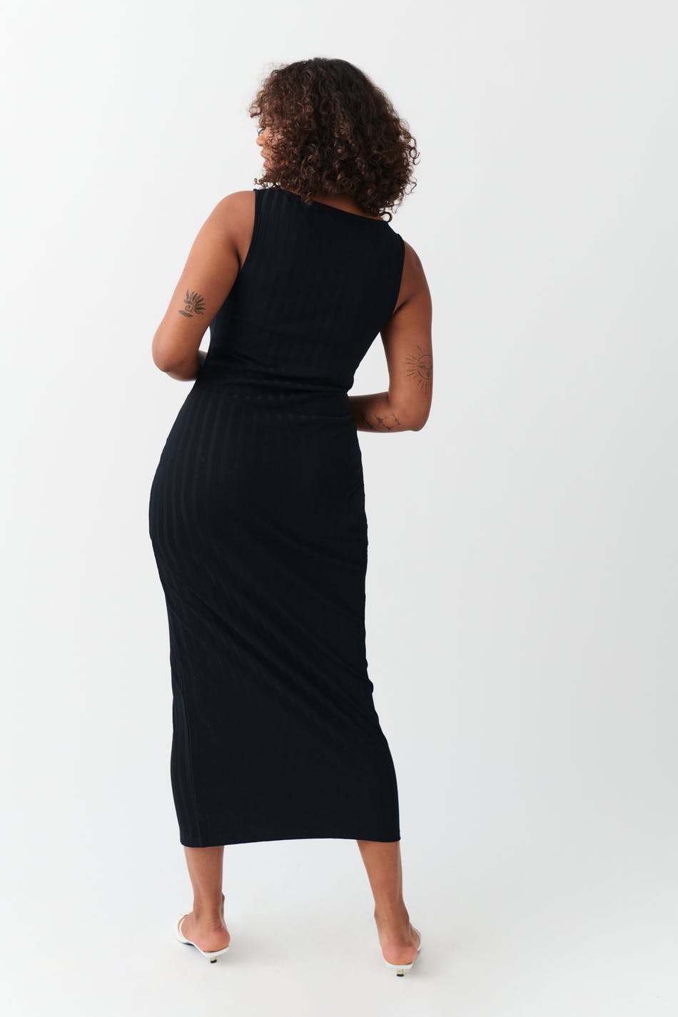 Boatneck rib dress - Noir