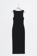 Boatneck rib dress - Noir