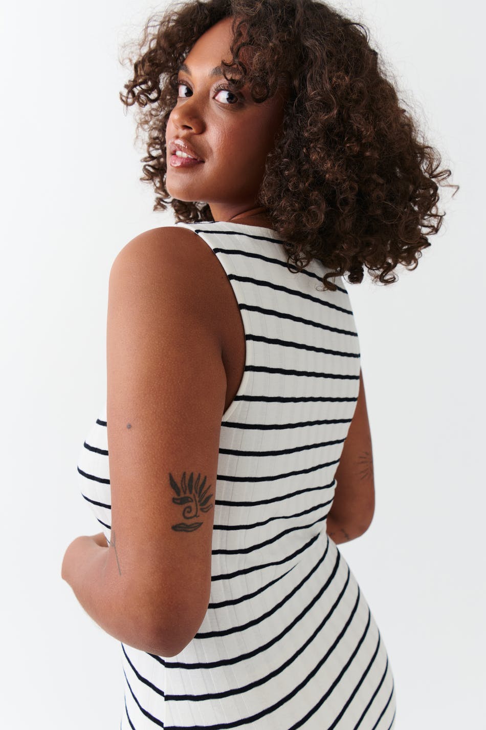 Boatneck rib dress - Red stripe