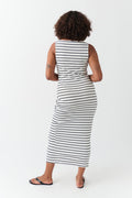Boatneck rib dress - Red stripe