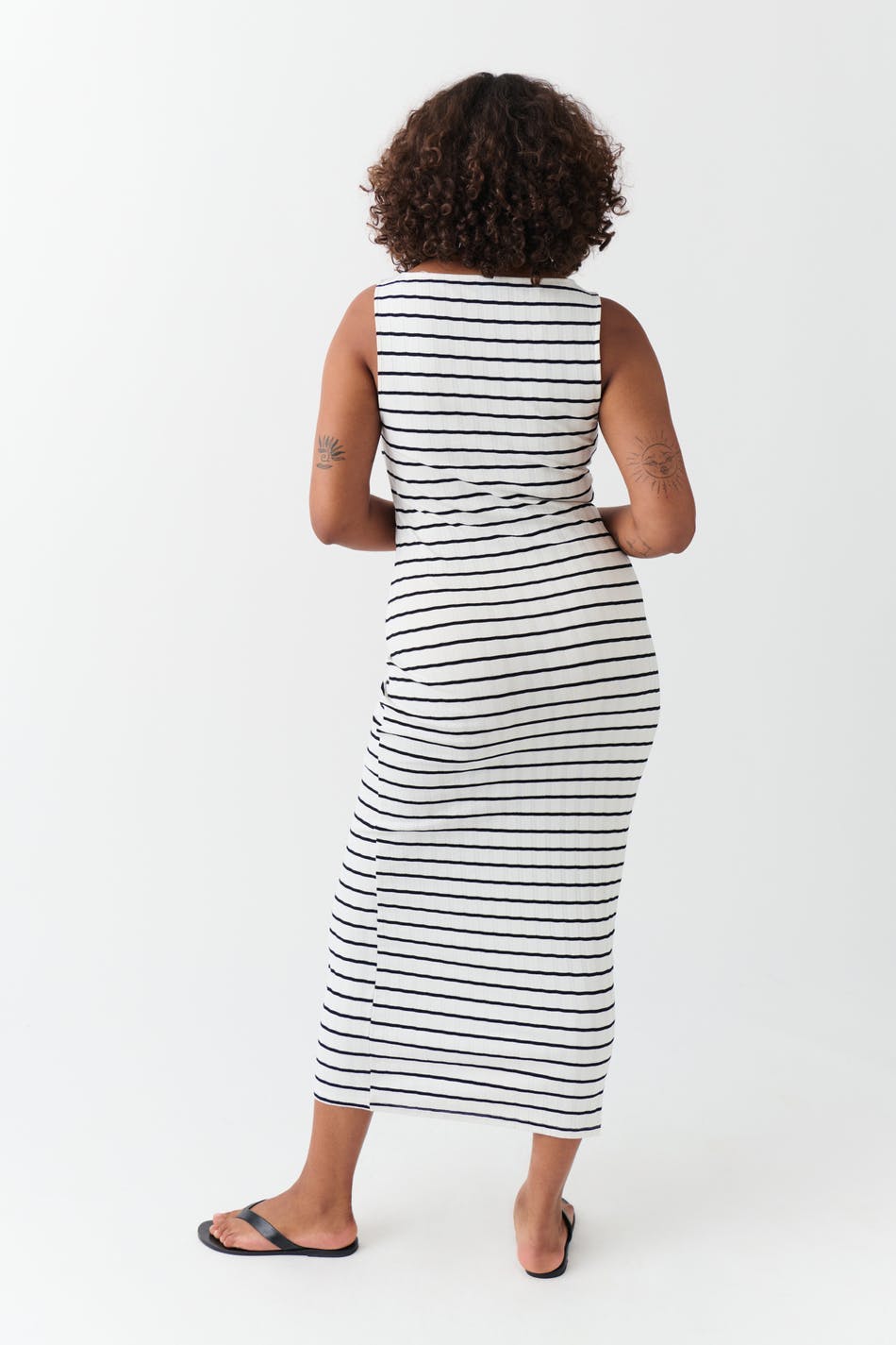 Boatneck rib dress - Red stripe